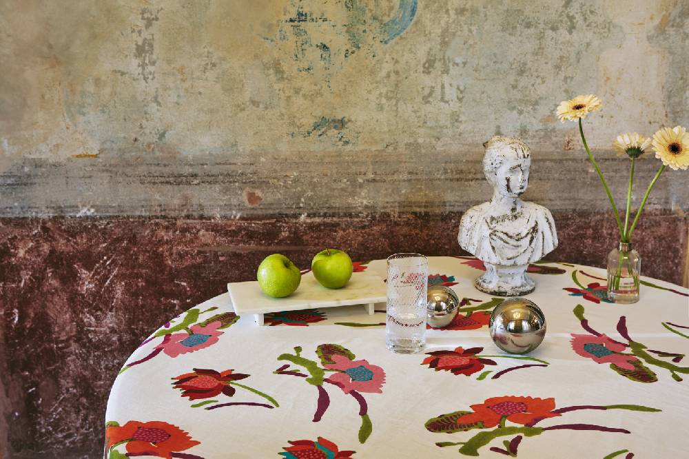 Lisa Corti telo lino 140x240cm japanese white red Affare Del Giorno