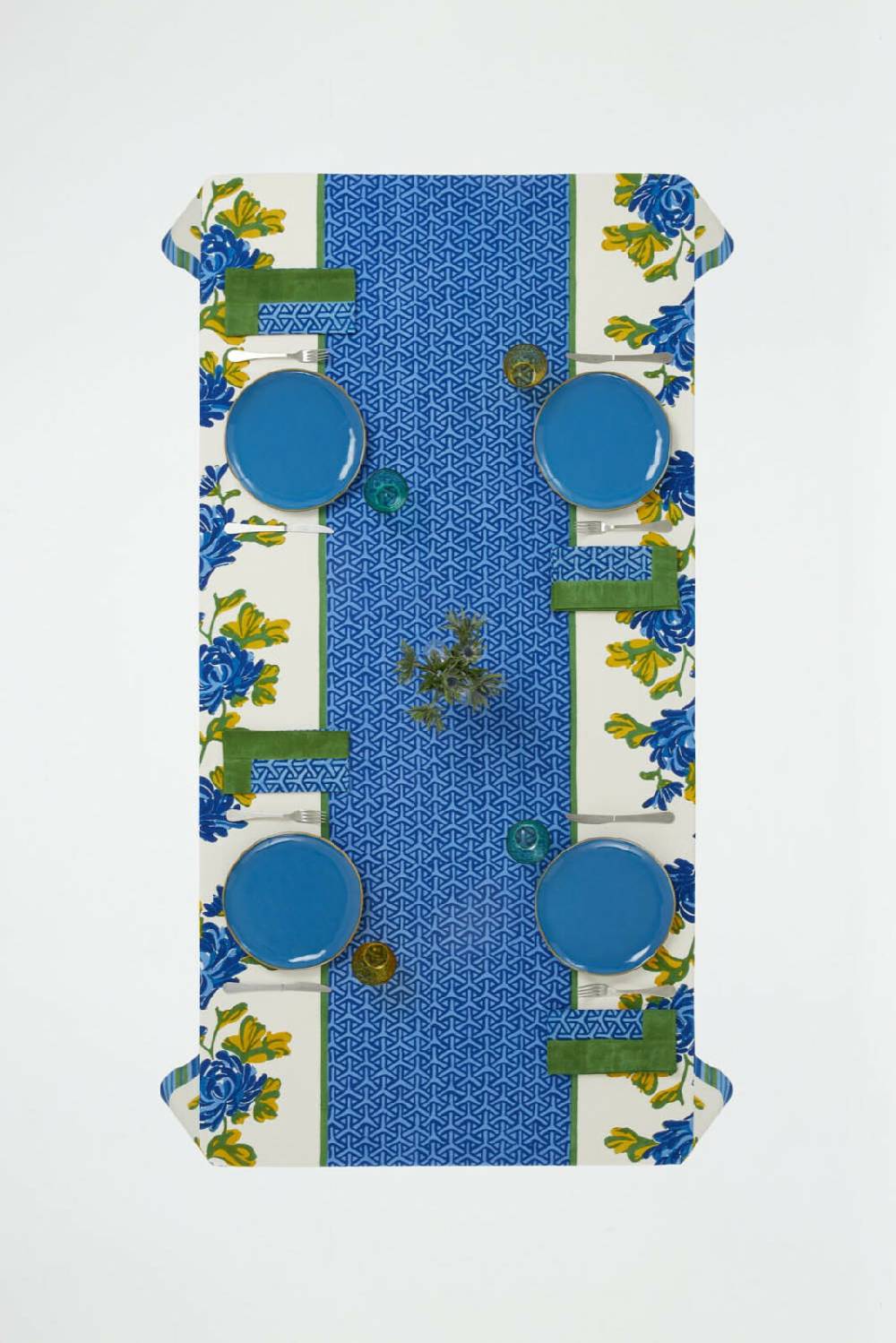 Lisa Corti telo cotone 140x240cm vienna blue cream Convenienza
