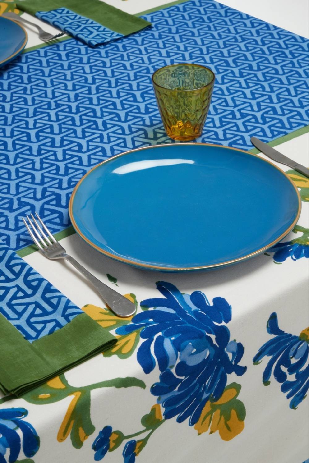 Lisa Corti telo cotone 140x240cm vienna blue cream Convenienza