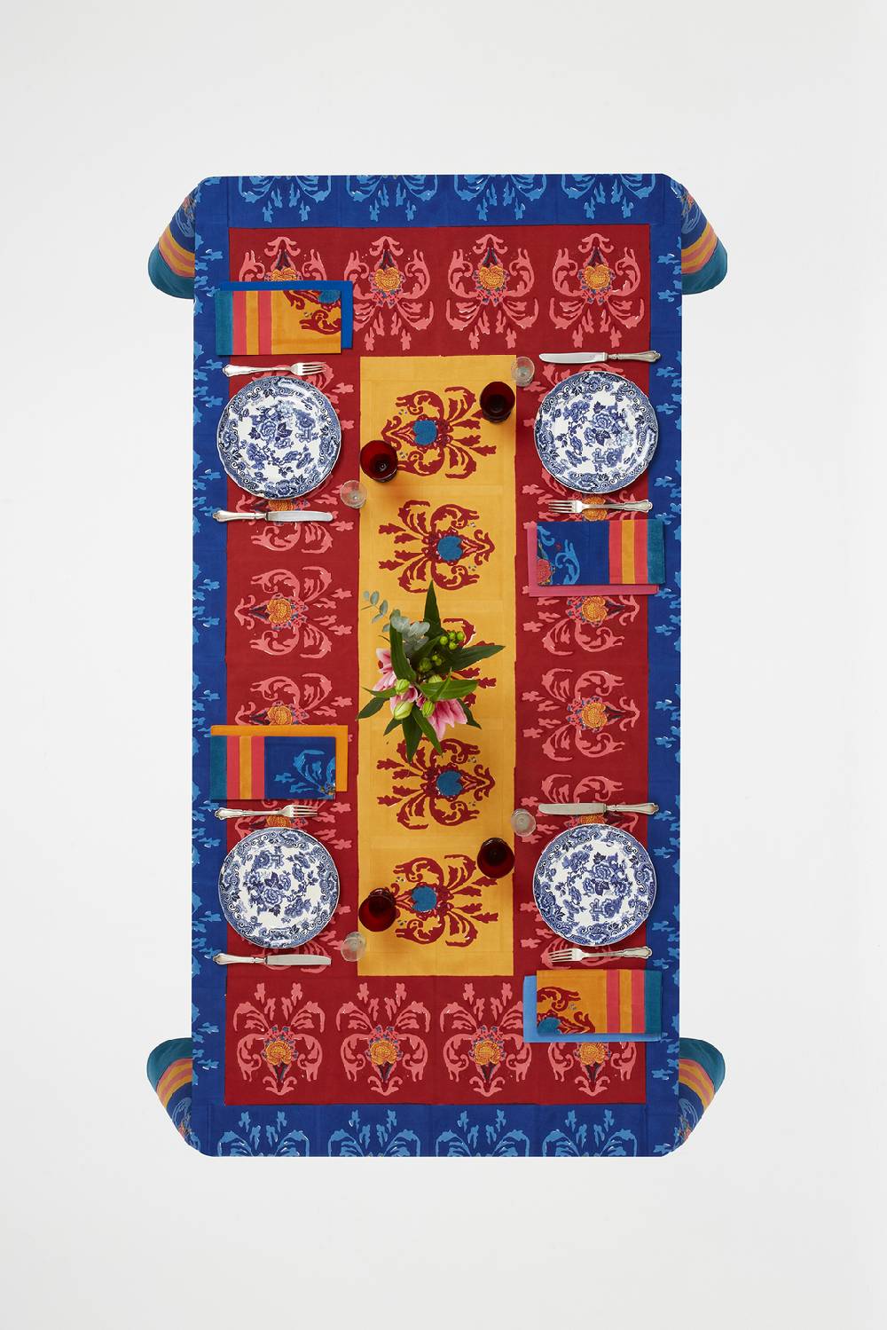 Lisa Corti telo cotone 140x240cm brocade royal blue Novità