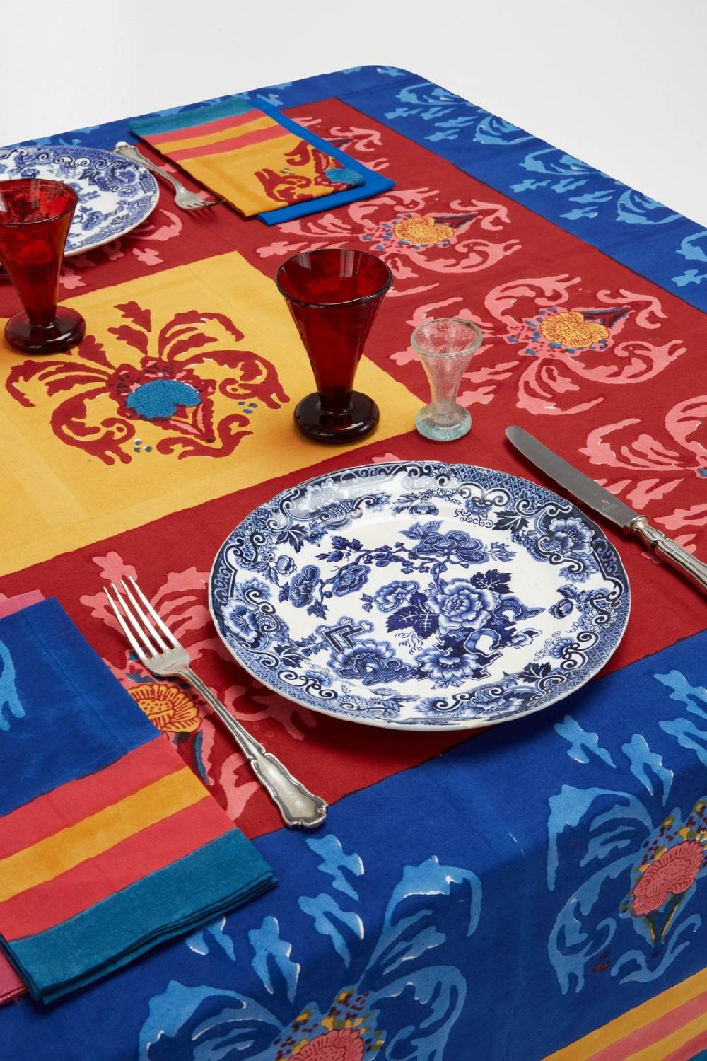 Lisa Corti telo cotone 140x240cm brocade royal blue Novità