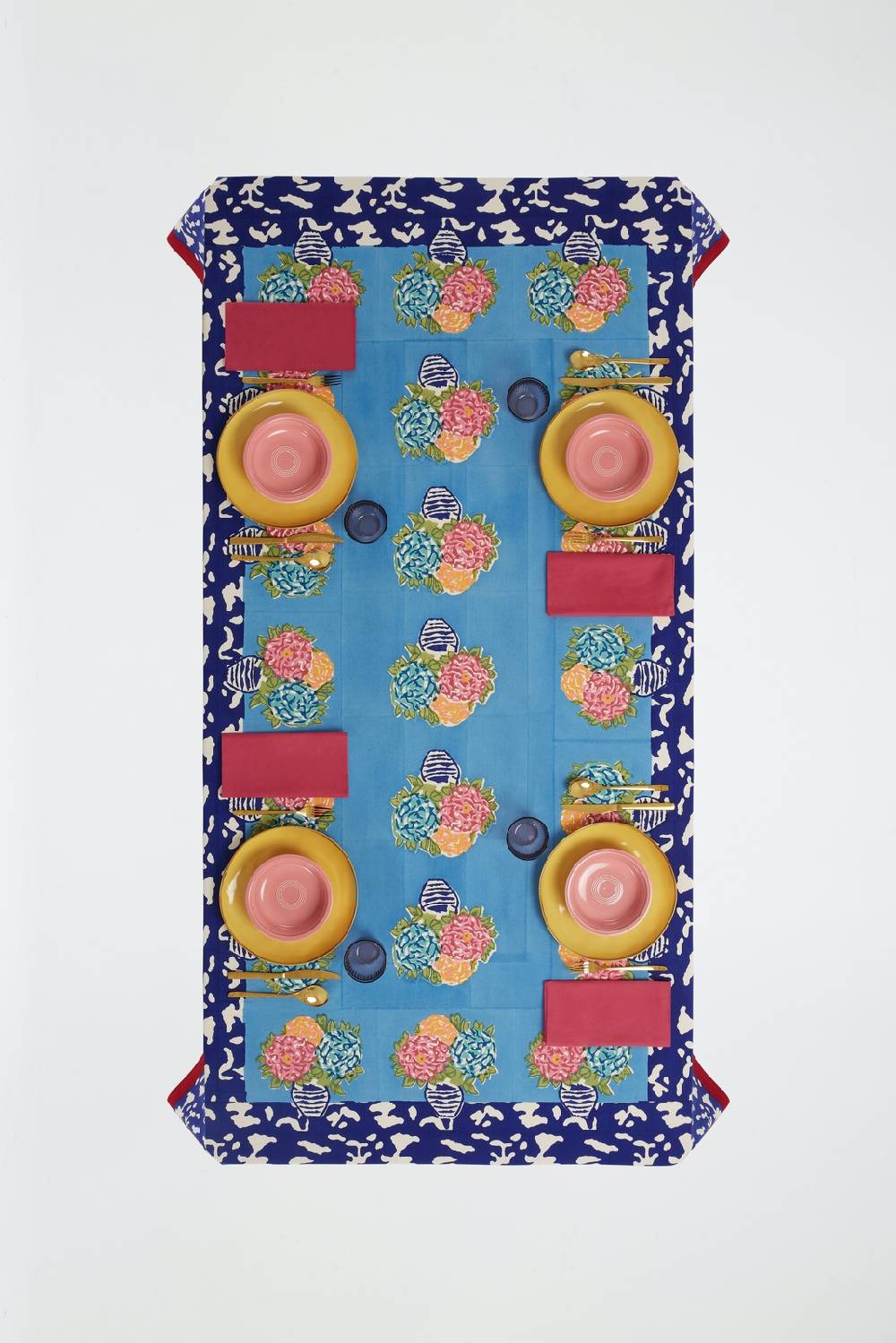 Lisa Corti telo cotone 140x240cm lisa corti x la minervetta blue pot sky Vendita Calda