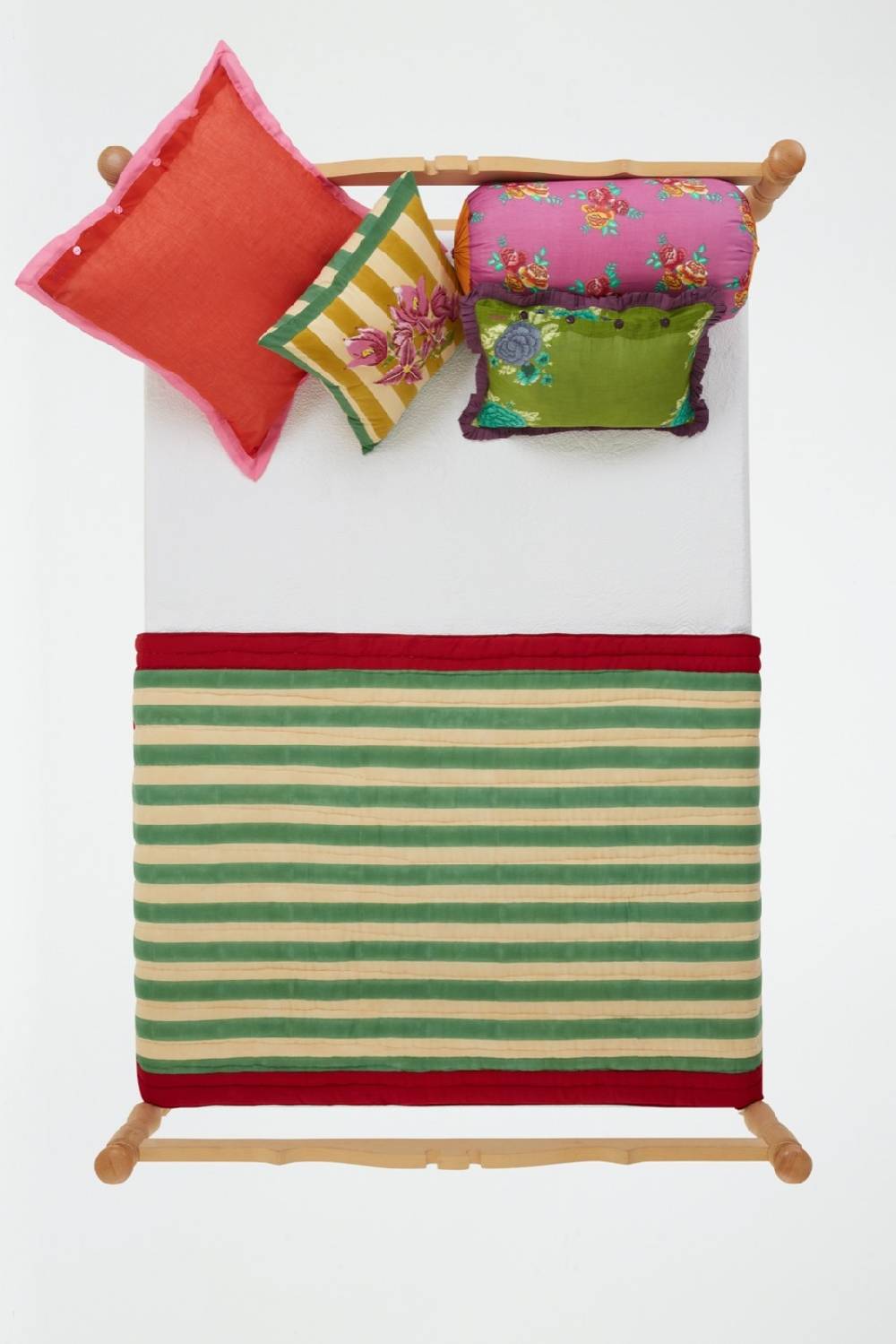 Lisa Corti trapunta reversibile 110x180cm issimo x lisa corti bouganville stripes white mustard Vendita calda