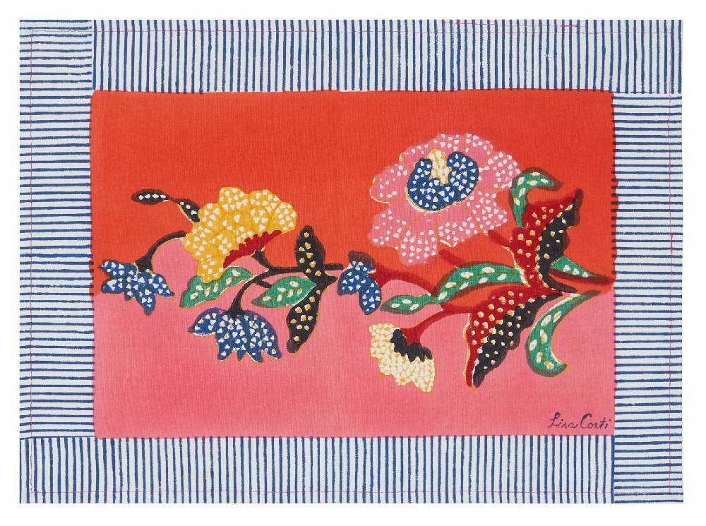 Lisa Corti tovaglietta cotone 35x48cm indonesian red rose Grande vendita