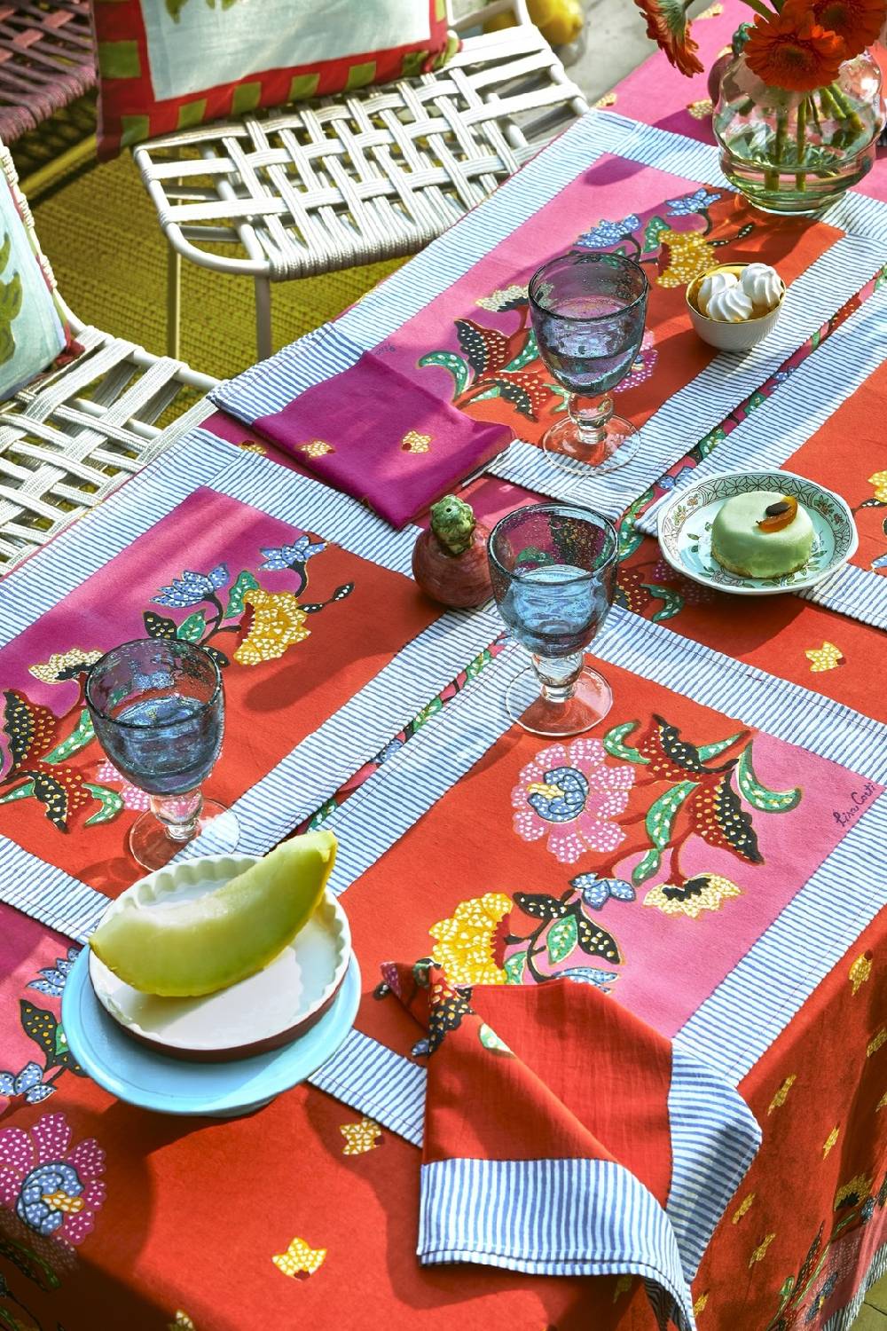 Lisa Corti tovaglietta cotone 35x48cm indonesian red rose Grande vendita