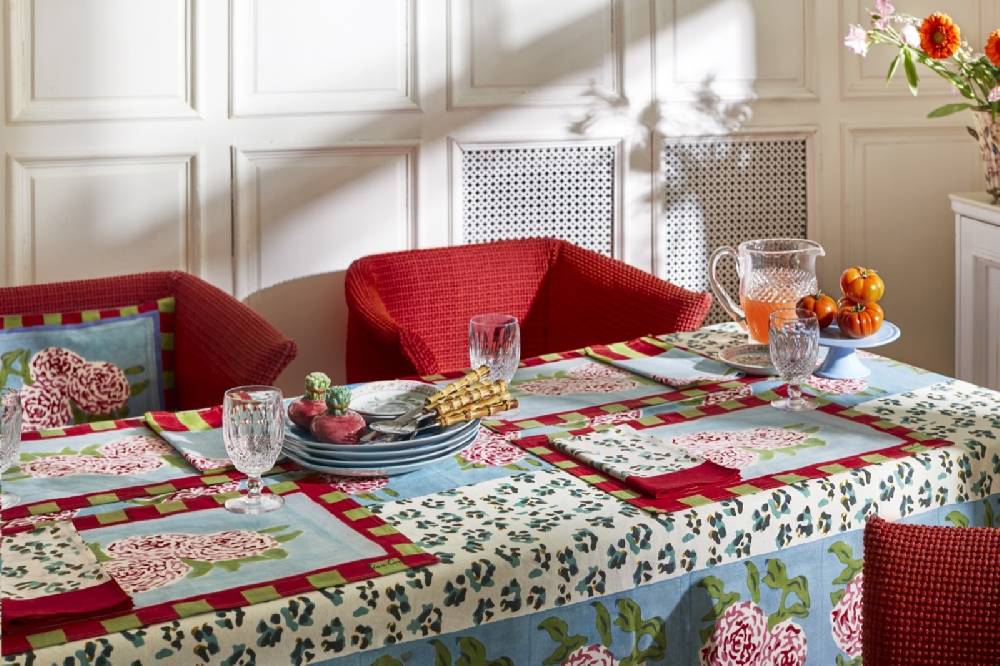 Lisa Corti tovaglietta cotone 35x48cm leopard stripes sky Offerta Anniversario