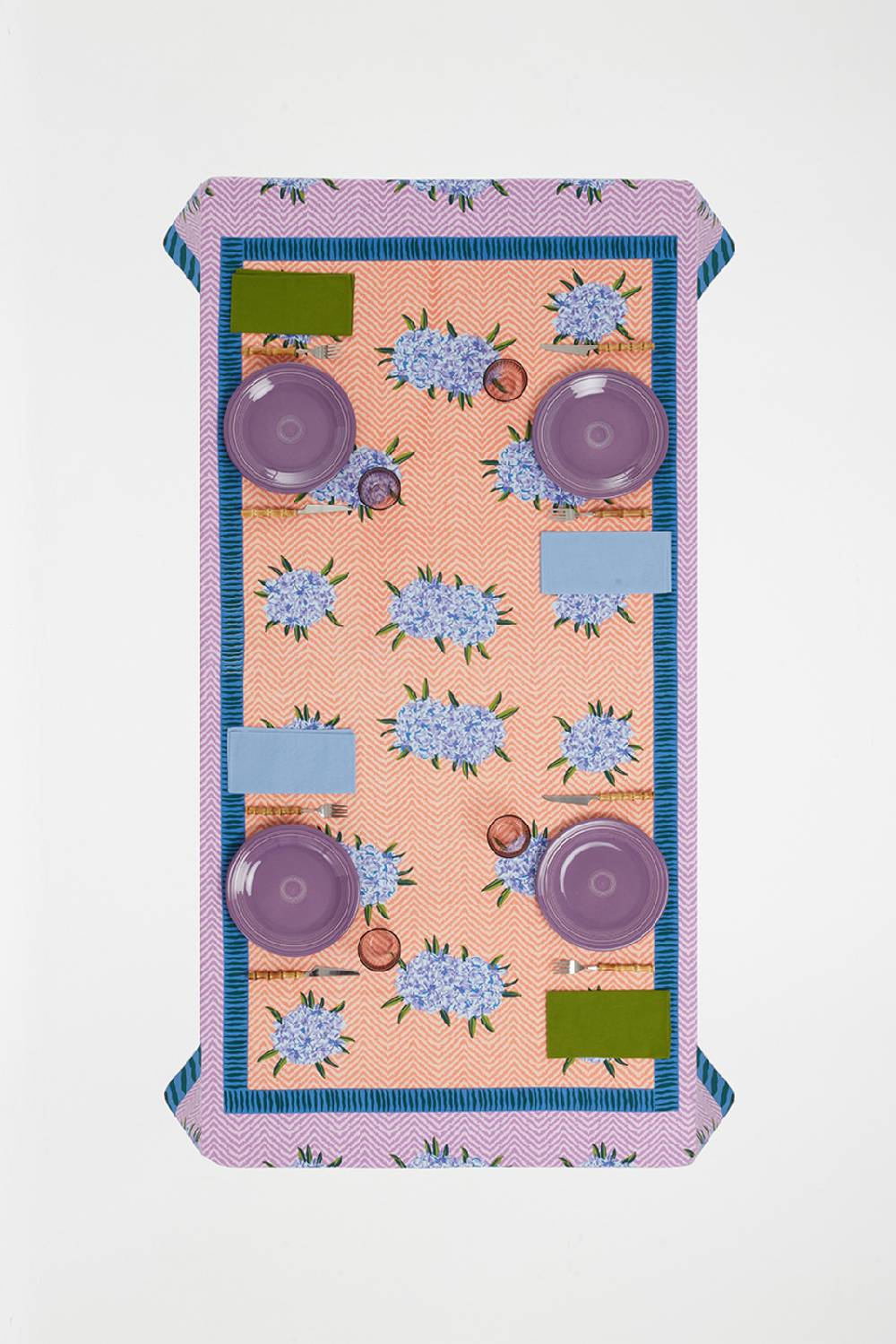 Lisa Corti telo cotone 220x220cm oleander lilac peach Grandi sconti