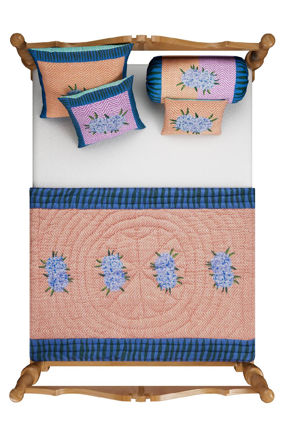 Lisa Corti federa cotone rullo paloma oleander lilac peach Offerte speciali