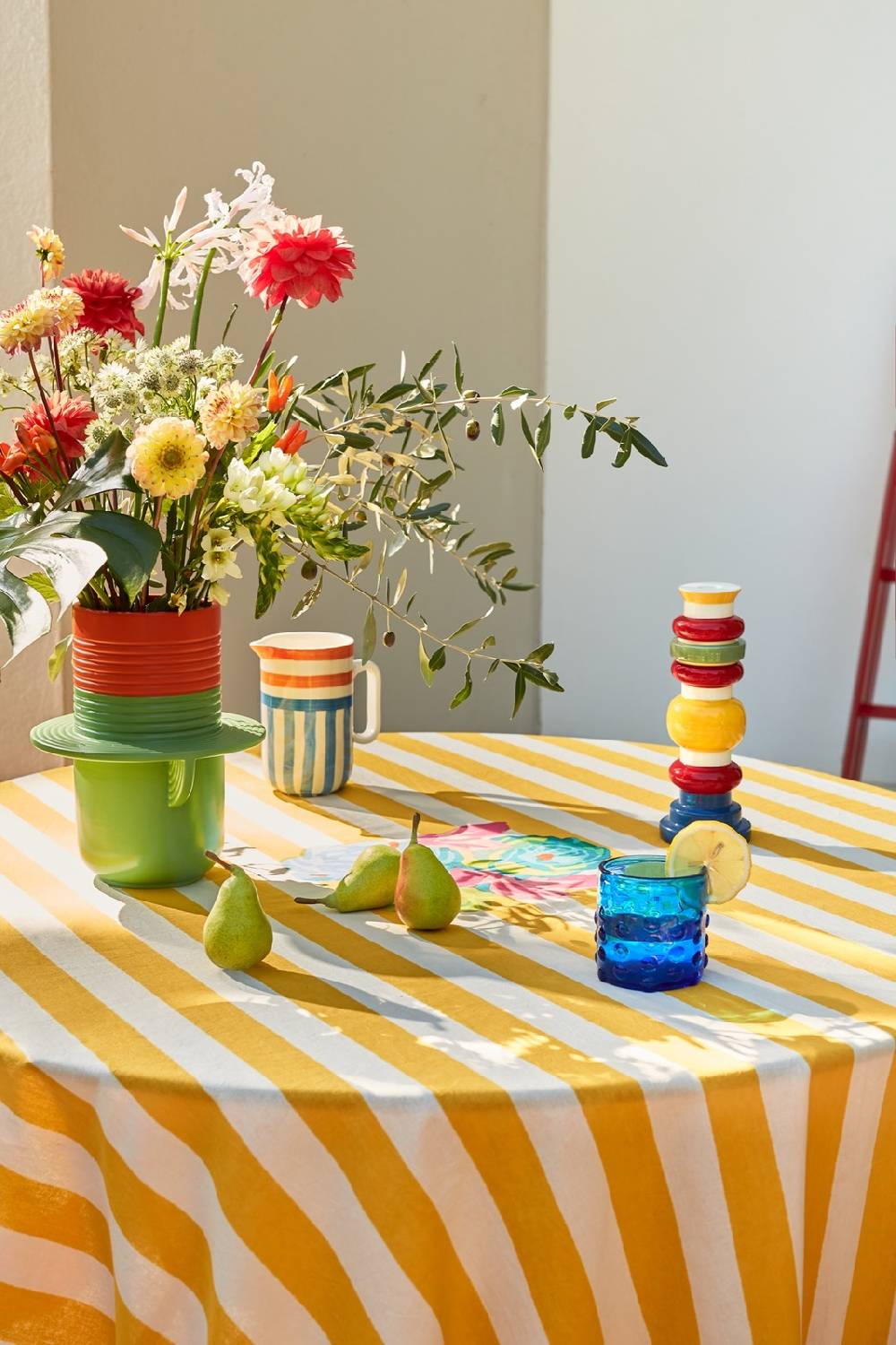 Lisa Corti telo cotone 180x350cm la veste x lisa corti nizam stripes yellow natural Prezzo basso