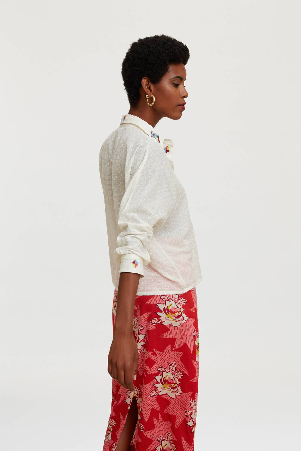 Lisa Corti camicia dahlia plumetis white Fino al 50% di sconto