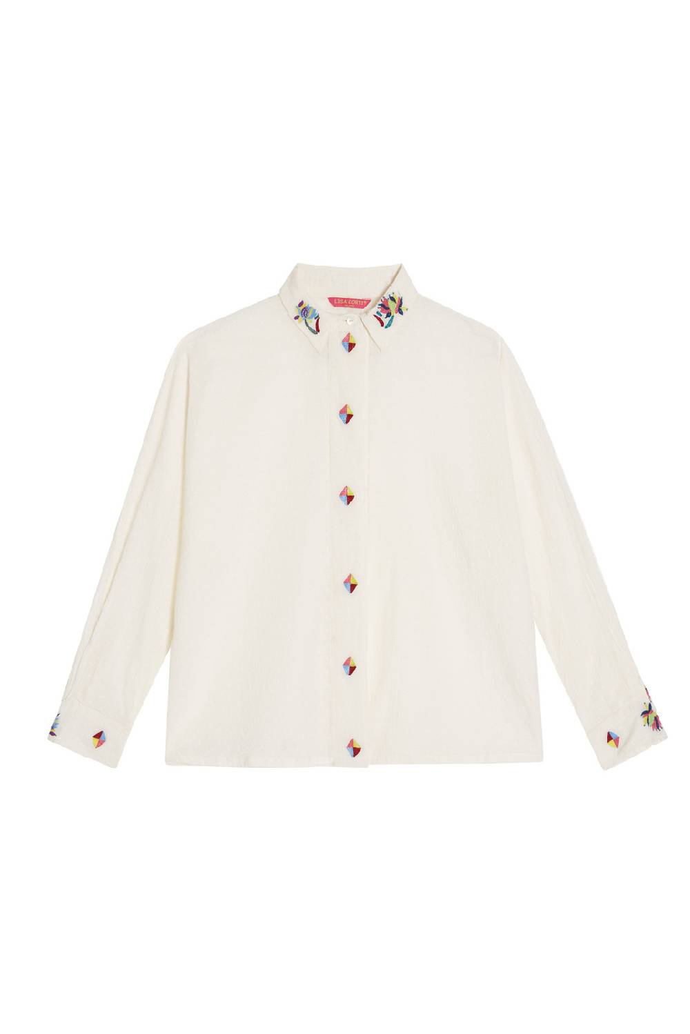 Lisa Corti camicia dahlia plumetis white Fino al 50% di sconto