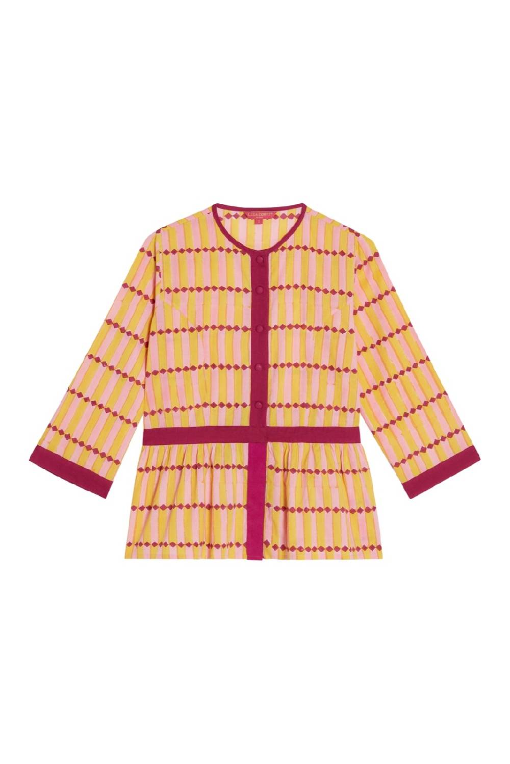Lisa Corti top rainbow diamond stripes light yellow Only for today