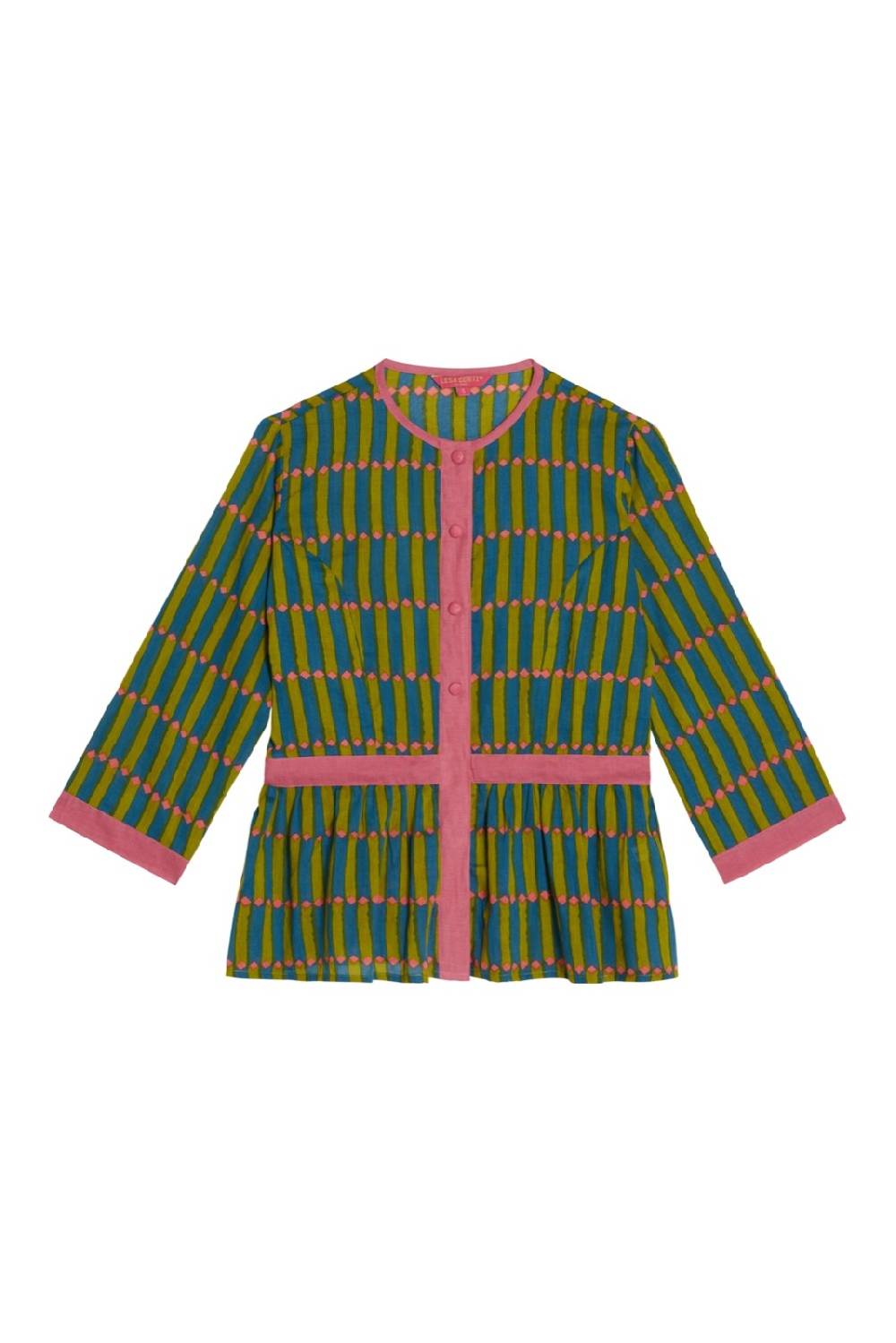 Lisa Corti top rainbow diamond stripes acid green Offerta speciale della fabbrica