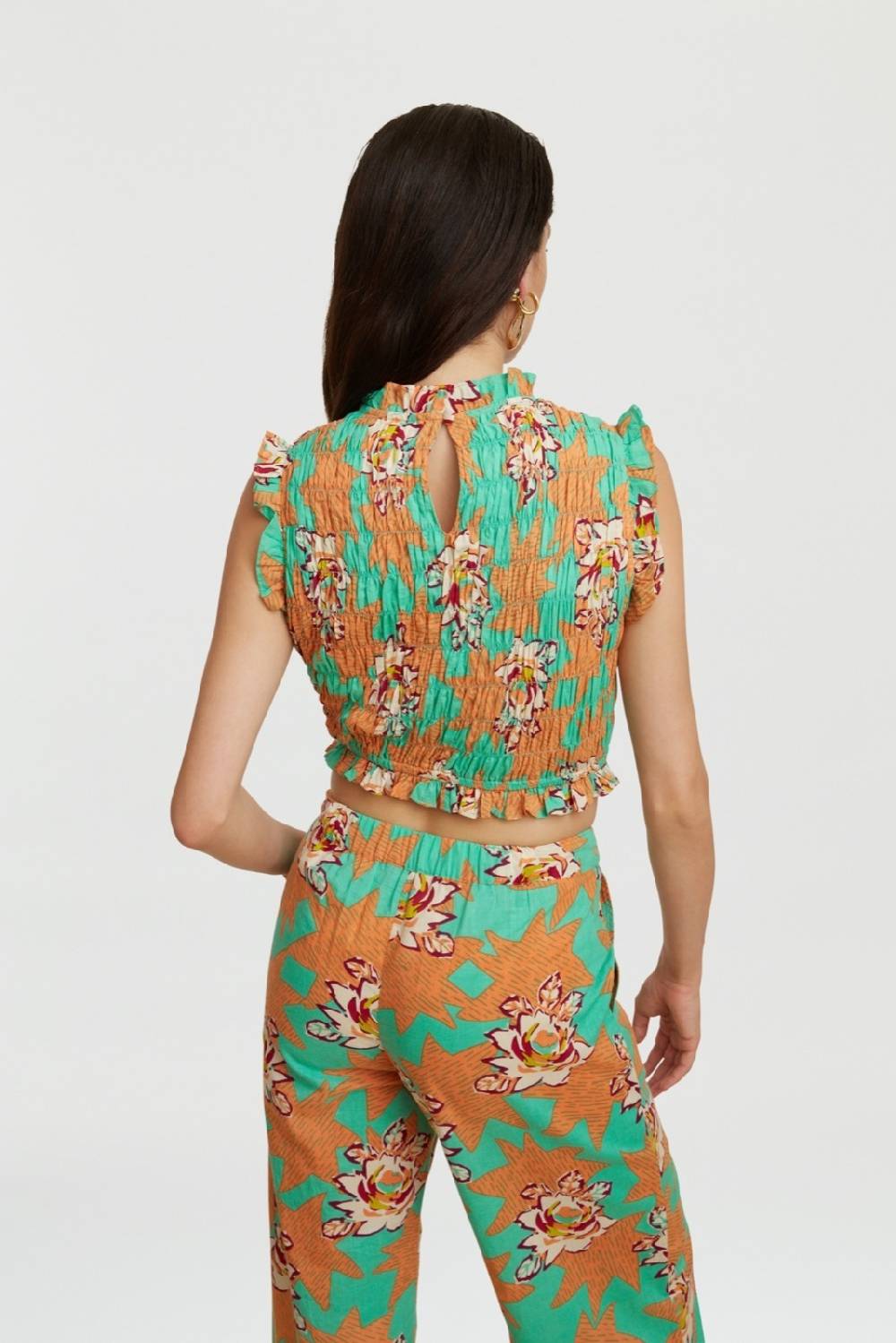 Lisa Corti top pineapple star flower aqua 50% di sconto con spedizione gratuita