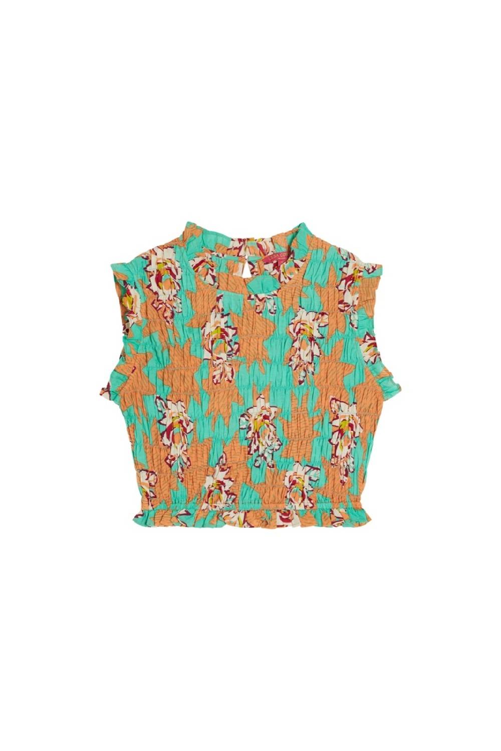 Lisa Corti top pineapple star flower aqua 50% di sconto con spedizione gratuita