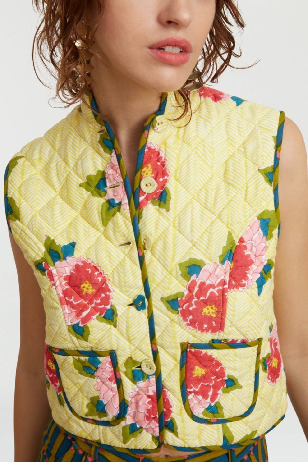 Lisa Corti gilet jaipur barwara light yellow Esporta salva
