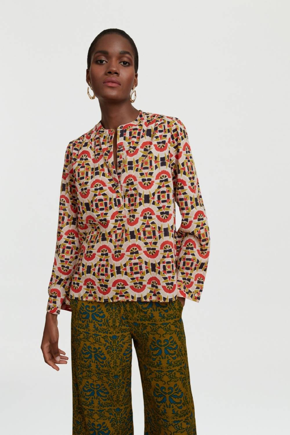 Lisa Corti camicia batumi folk mirror black Sconti questo mese