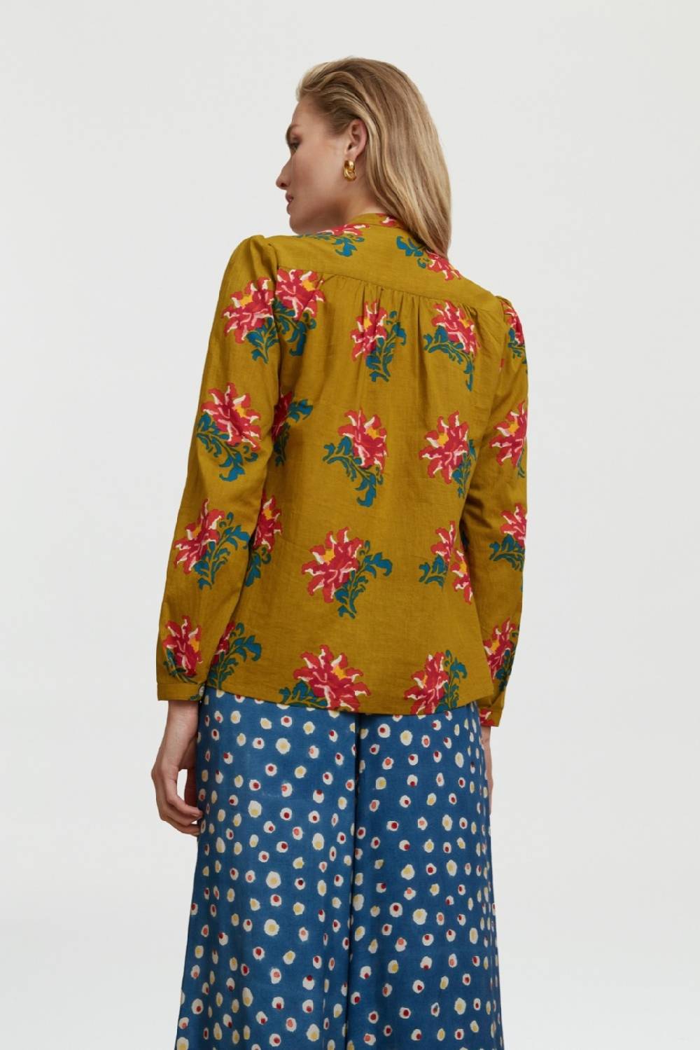 Lisa Corti camicia batumi tangeri rose olive green 2025
