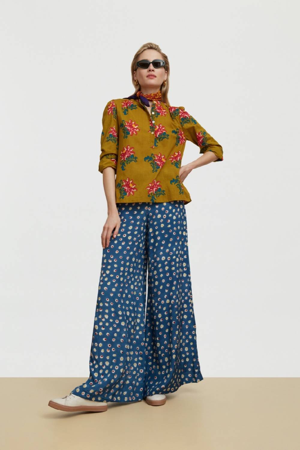 Lisa Corti camicia batumi tangeri rose olive green 2025