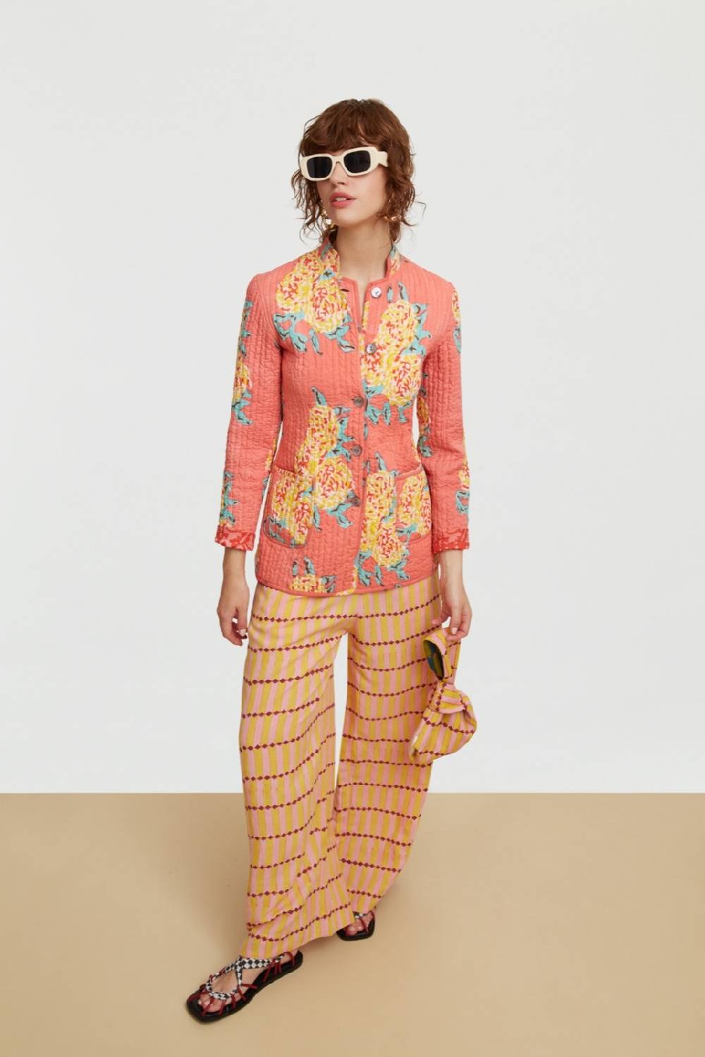 Lisa Corti giacca reversibile jhodpuri leopard flower old pink