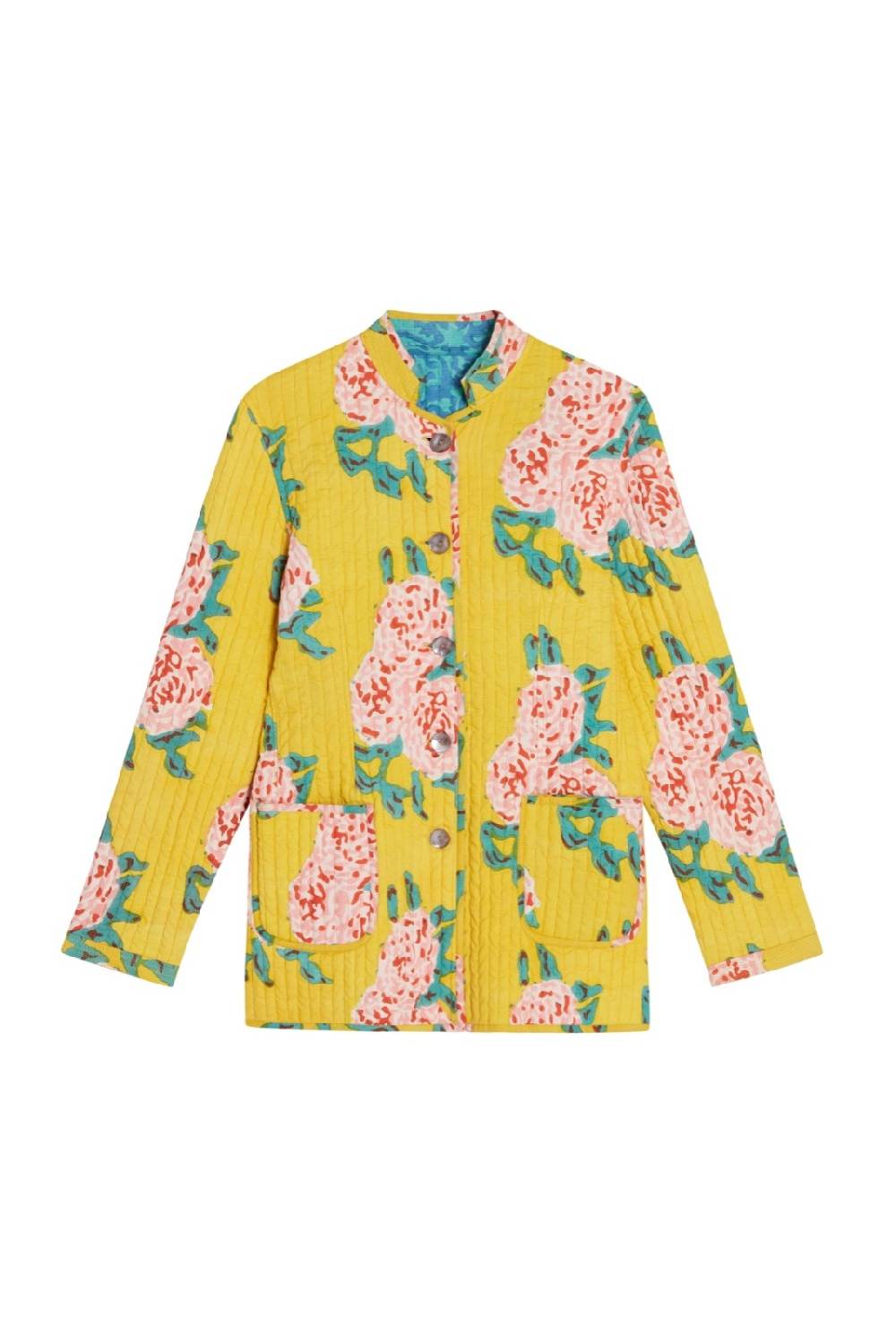 Lisa Corti giacca reversibile jhodpuri leopard flower yellow Italia