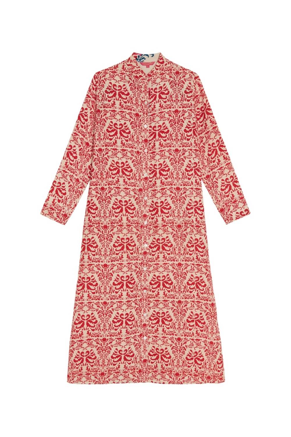 Lisa Corti caftano lungo aperto tangeri damask natural Spedizione Gratuita