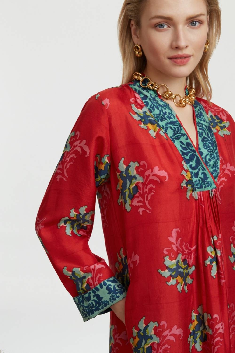 Lisa Corti caftano radha tangeri flower coral Shopping Online