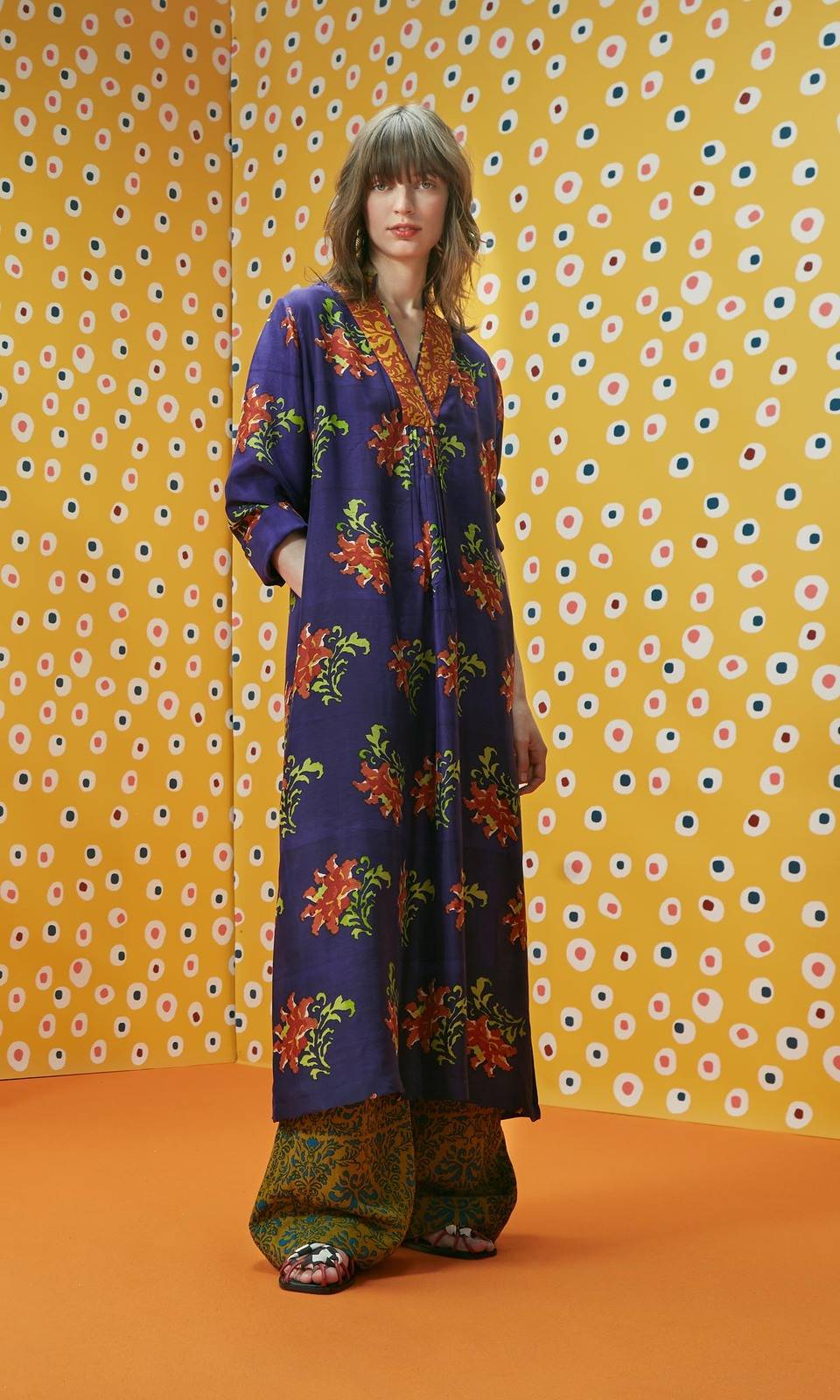Lisa Corti caftano radha tangeri flower purple Prezzo Ridotto
