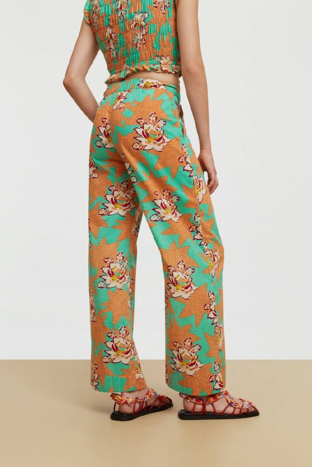 Lisa Corti pantalone myanmar star flower aqua Presa