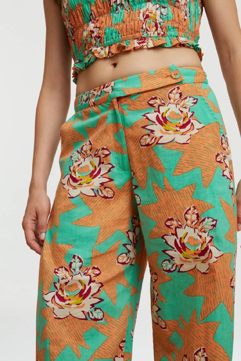 Lisa Corti pantalone myanmar star flower aqua Presa
