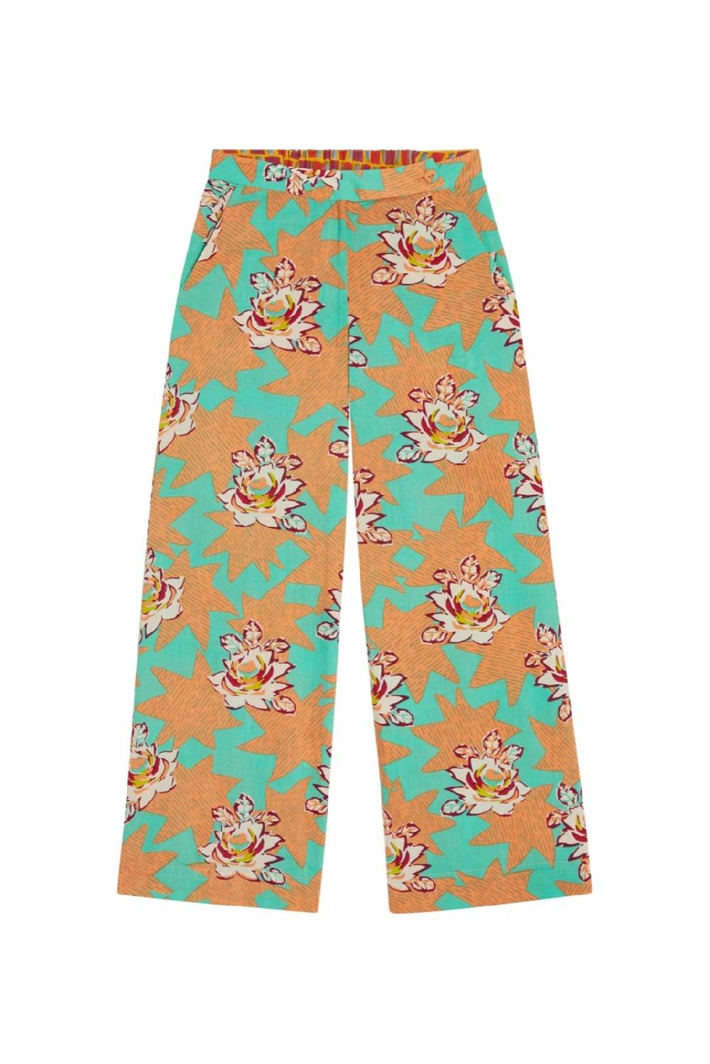 Lisa Corti pantalone myanmar star flower aqua Presa