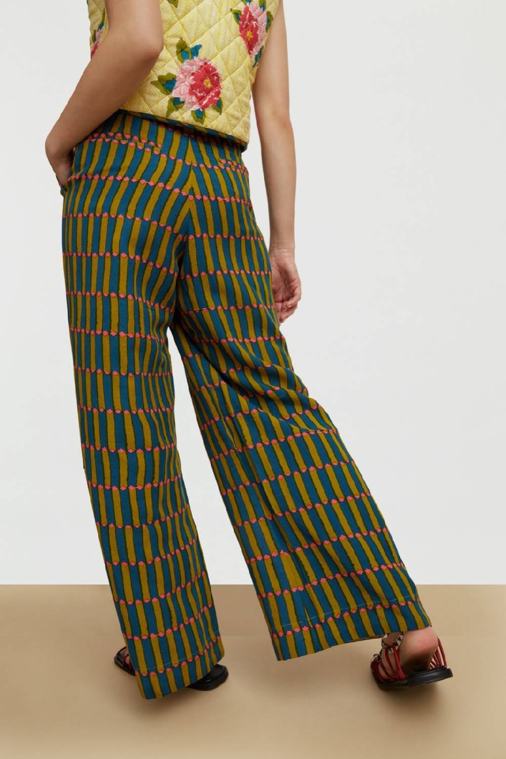 Lisa Corti pantalone theresa diamnod stripes acid green Sconto