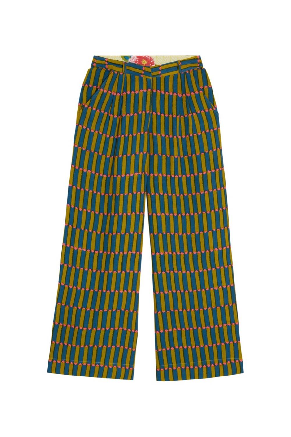Lisa Corti pantalone theresa diamnod stripes acid green Sconto