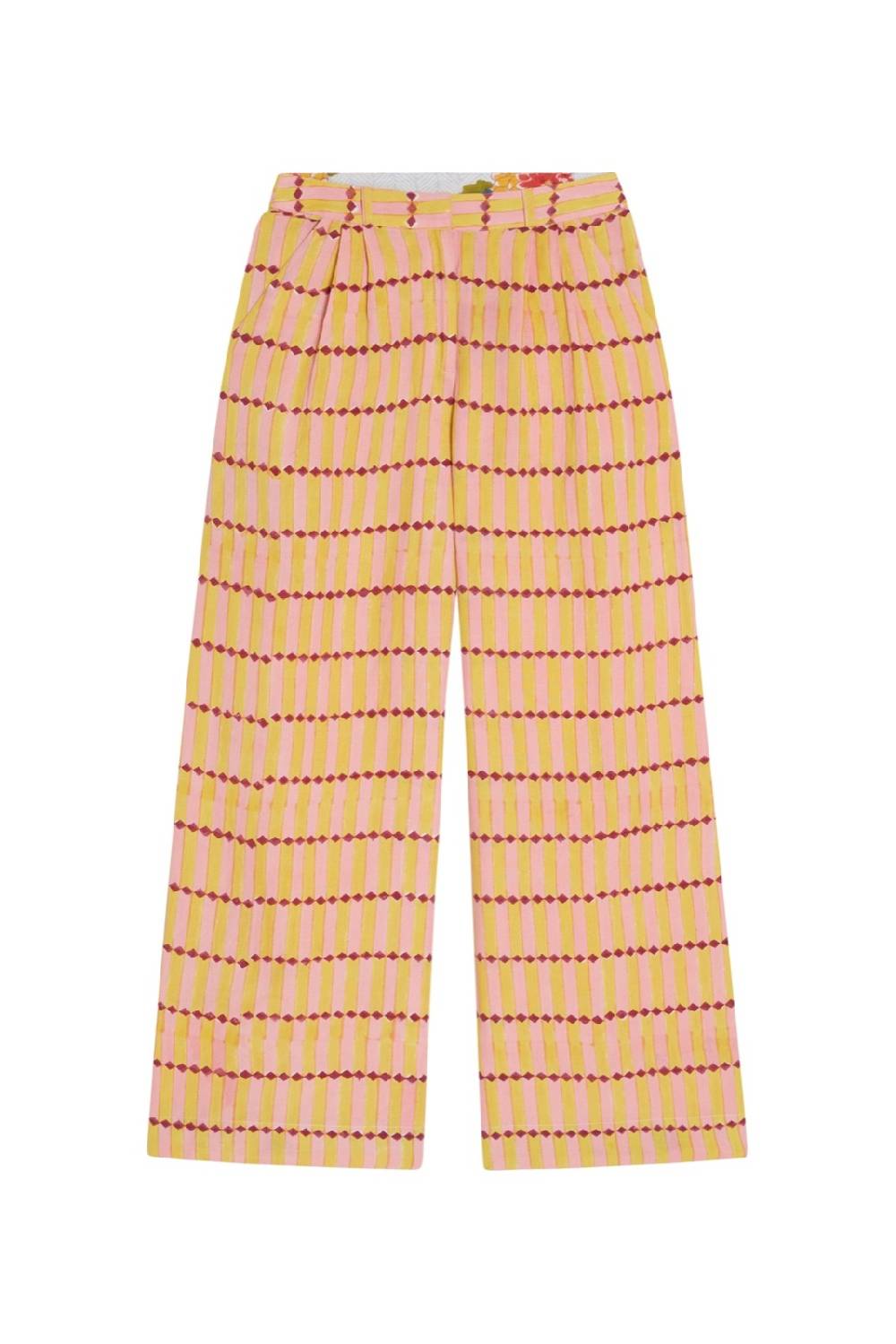 Lisa Corti pantalone theresa diamond stripes light yellow Offerta