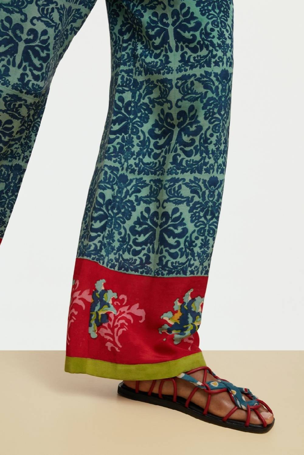 Lisa Corti pantalone burma tangeri flower coral In Saldo