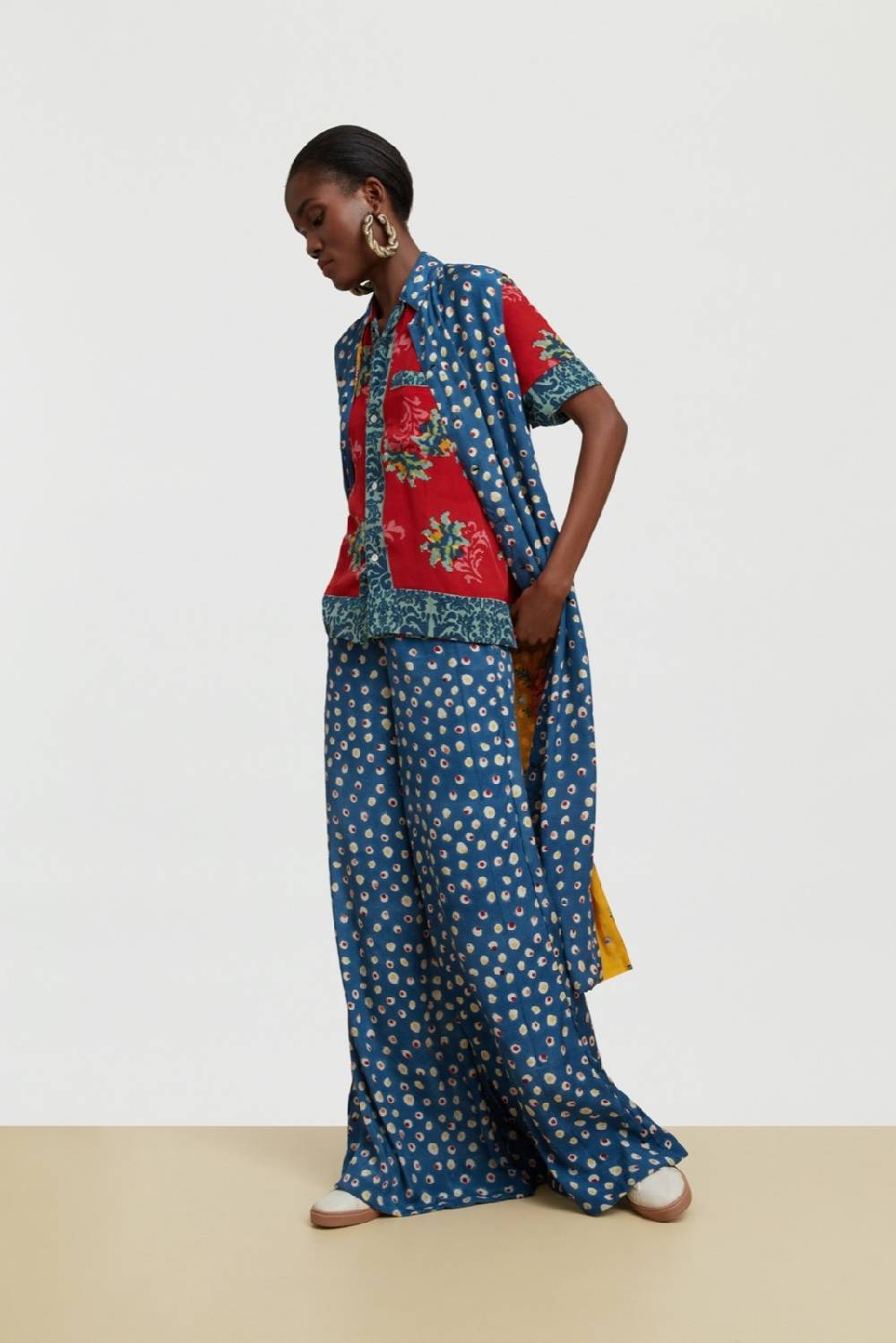 Lisa Corti pantalone evelyn bukhara dots teal Nuova