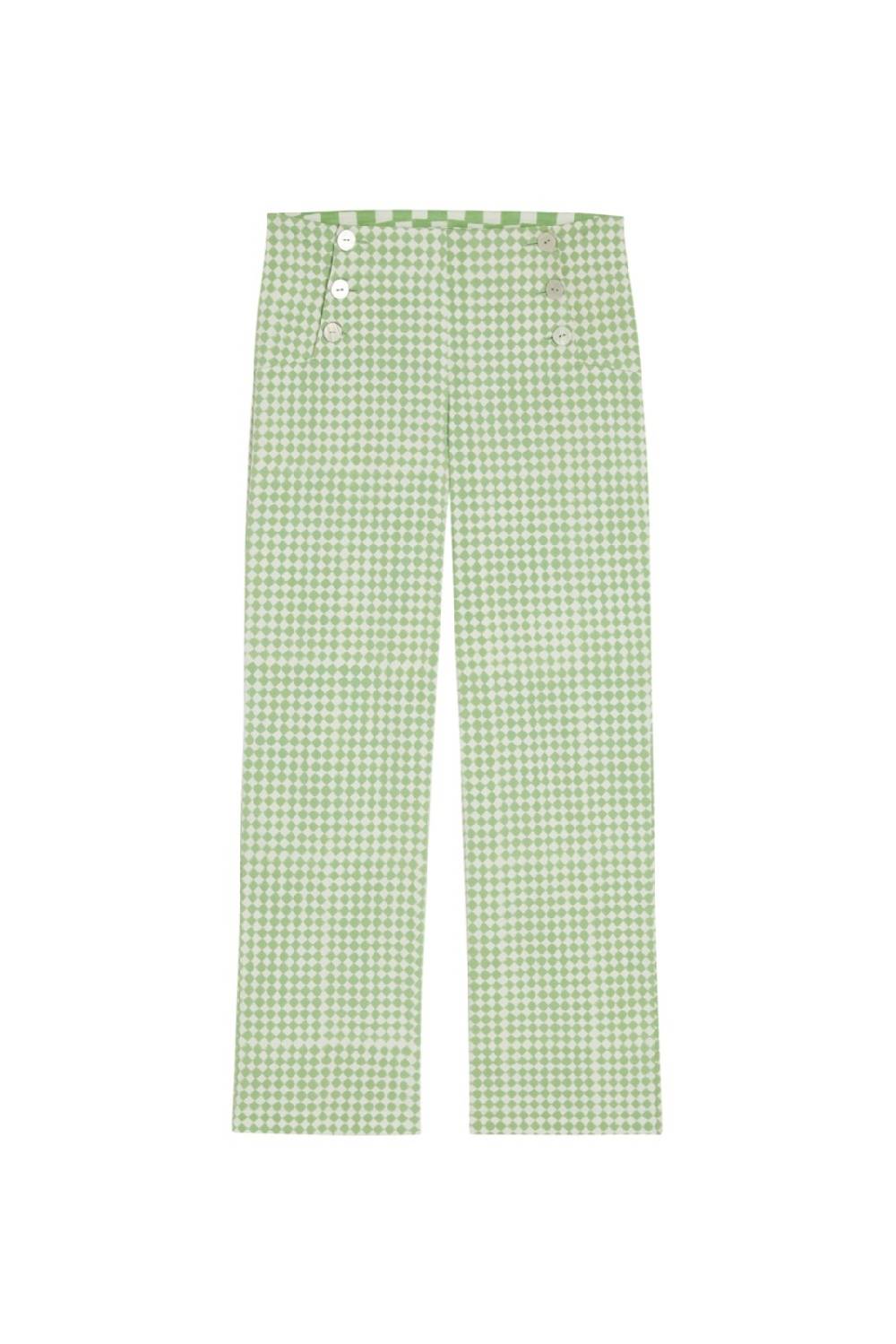 Lisa Corti pantalone marinara diamond check mint Sconto di tempo limitato