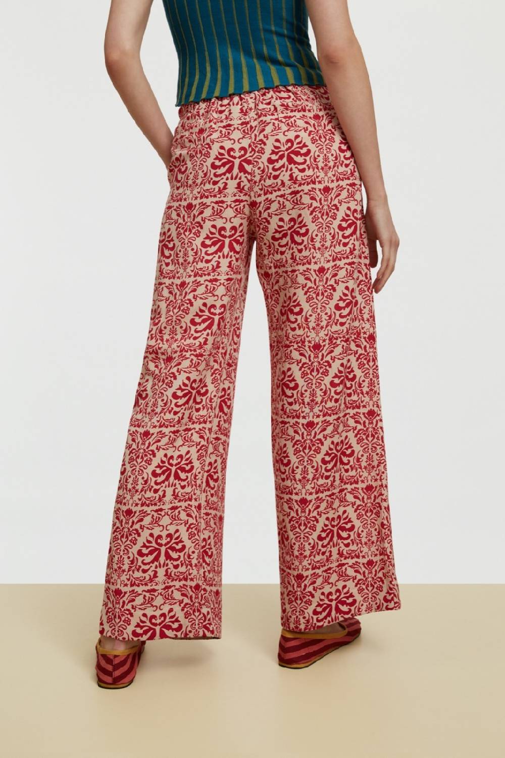 Lisa Corti pantalone myanmar tangeri damask natural Negozio online di fabbrica