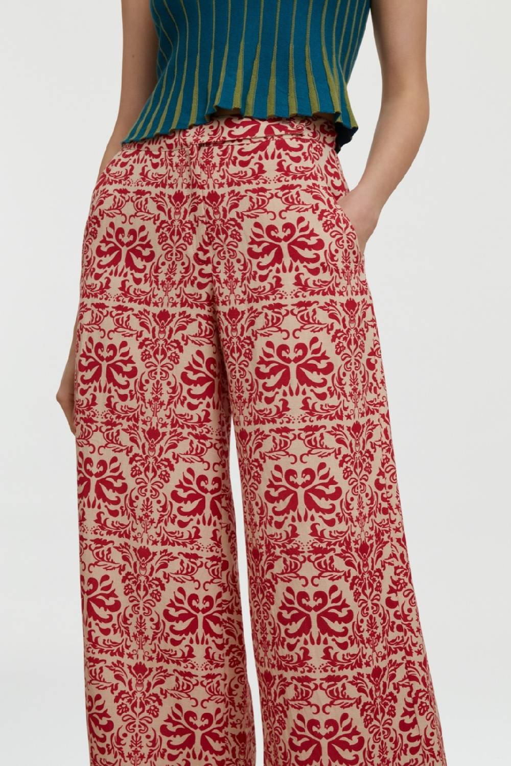 Lisa Corti pantalone myanmar tangeri damask natural Negozio online di fabbrica