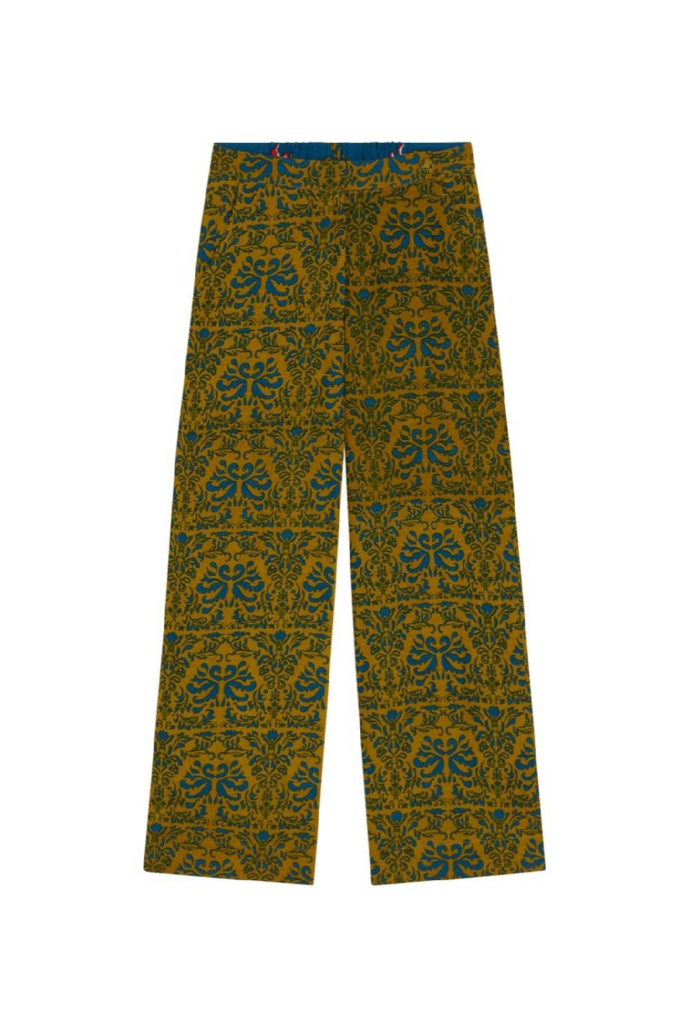 Lisa Corti pantalone myanmar tangeri damask olive green Prezzo di fabbrica