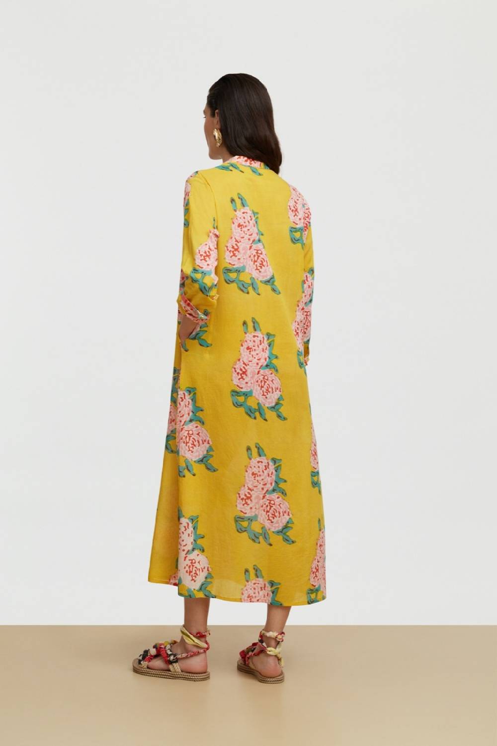 Lisa Corti kurta lunga leopard flower yellow Offerta natalizia