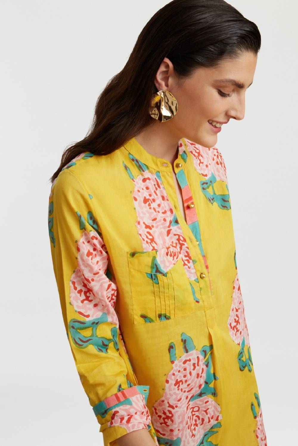 Lisa Corti kurta lunga leopard flower yellow Offerta natalizia