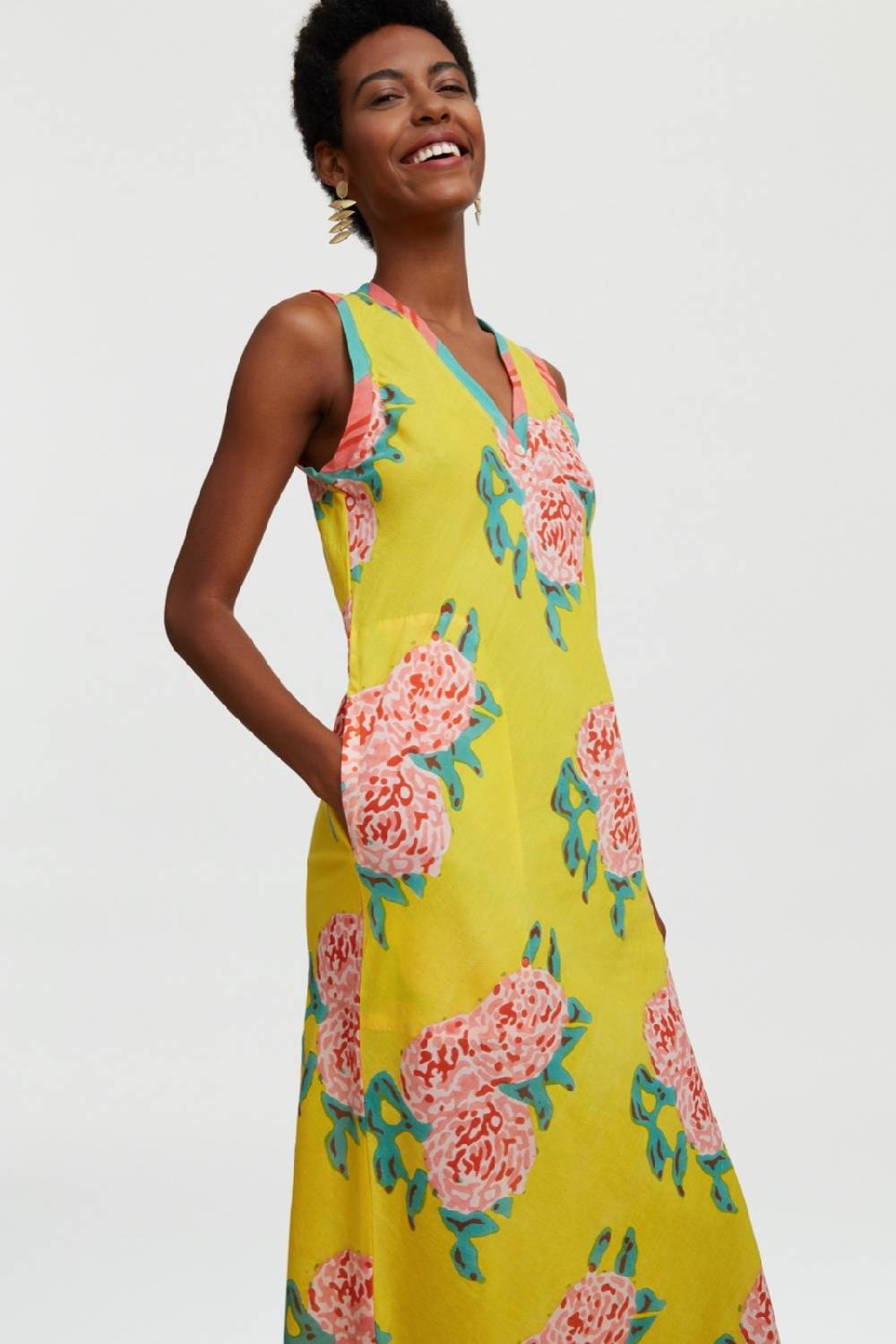 Lisa Corti abito cheack leopard flower yellow Offerta San Valentino