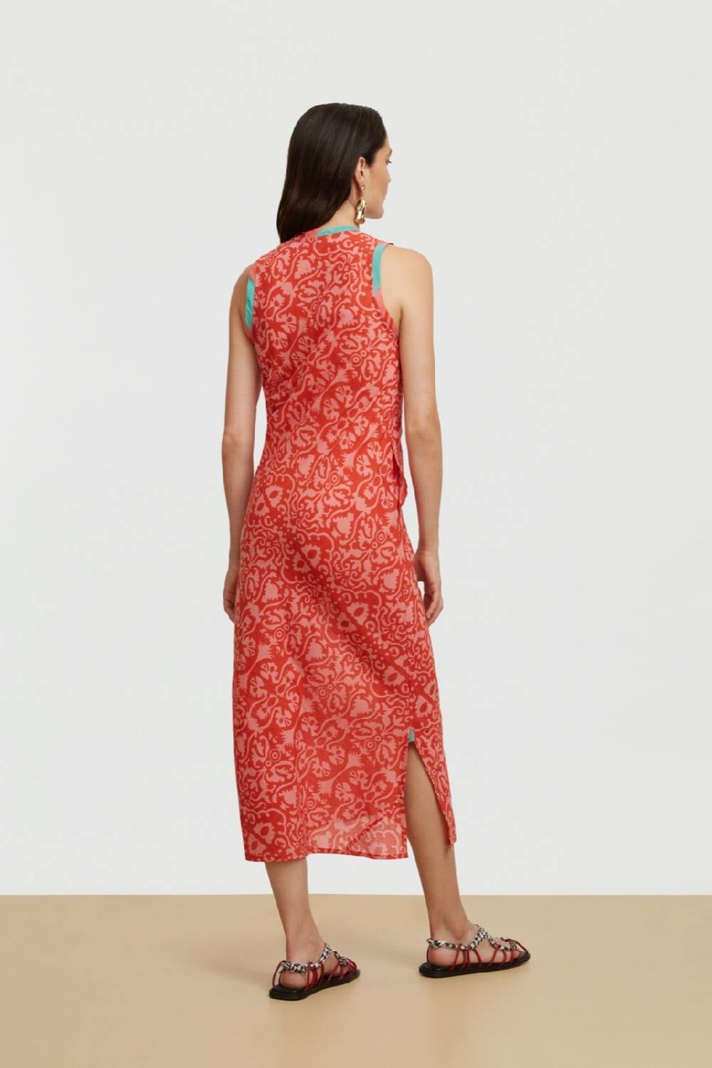 Lisa Corti abito cheack damask design red Offerta Anniversario