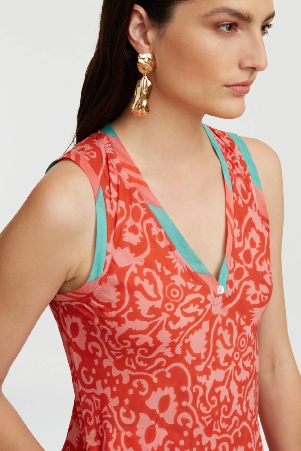 Lisa Corti abito cheack damask design red Offerta Anniversario