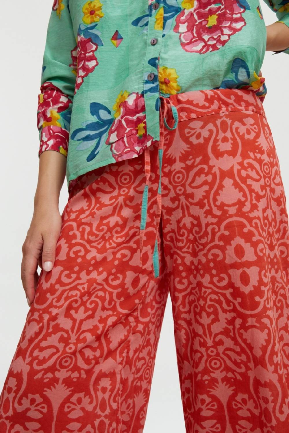 Lisa Corti pantalone cabana damask design red Offerta migliore