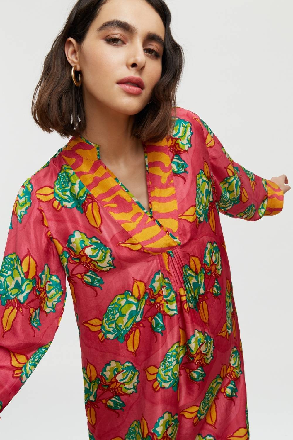 Lisa Corti caftano radha rosa spina geranium Grandi sconti