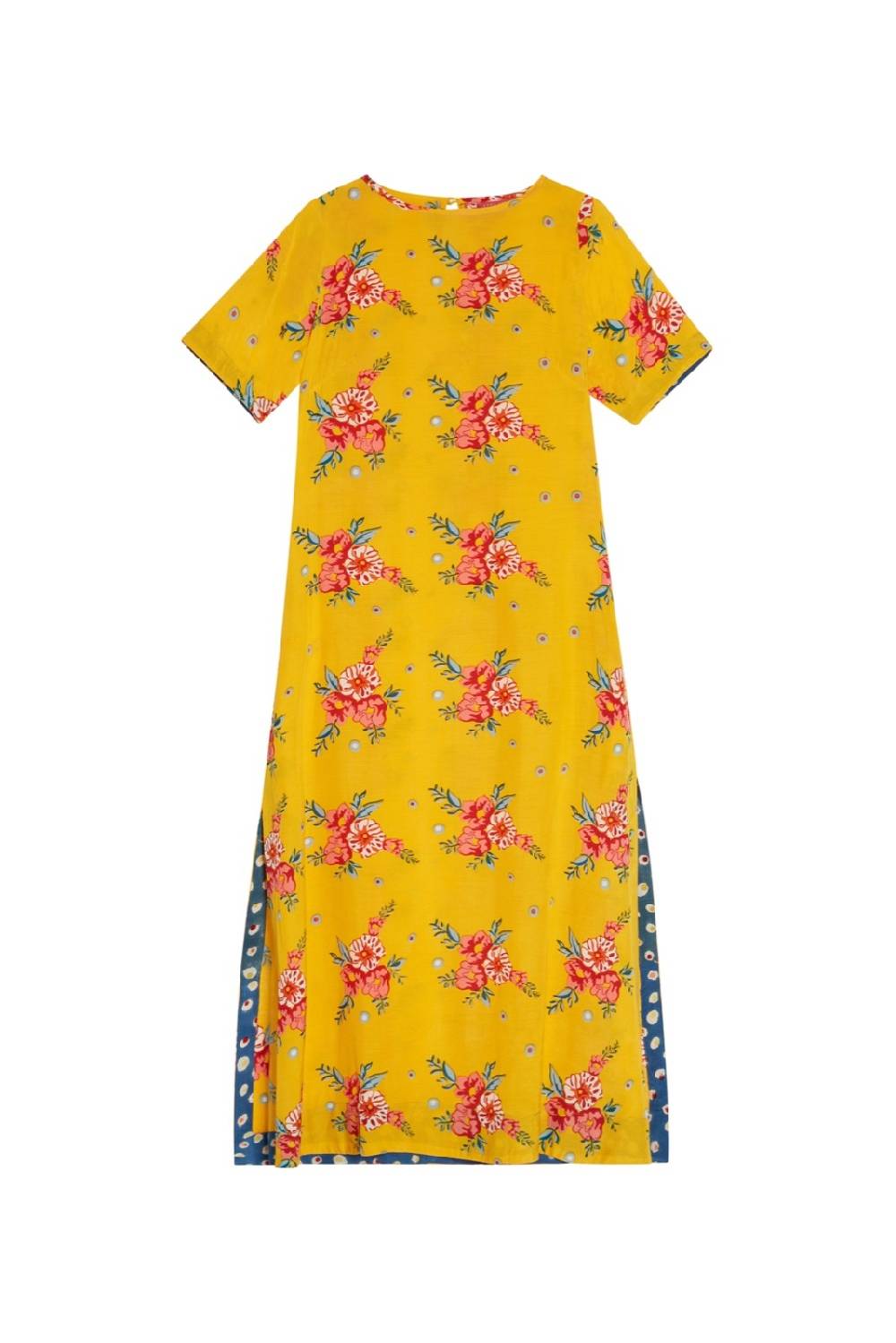 Lisa Corti abito myanmar bukhara flower gold Liquidazione