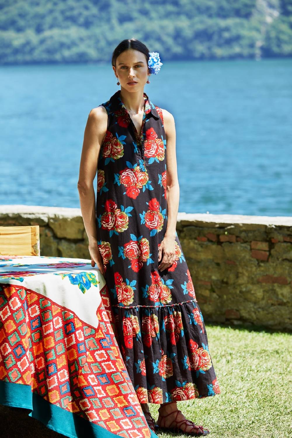 Lisa Corti abito asagao bold rose black Prezzo basso