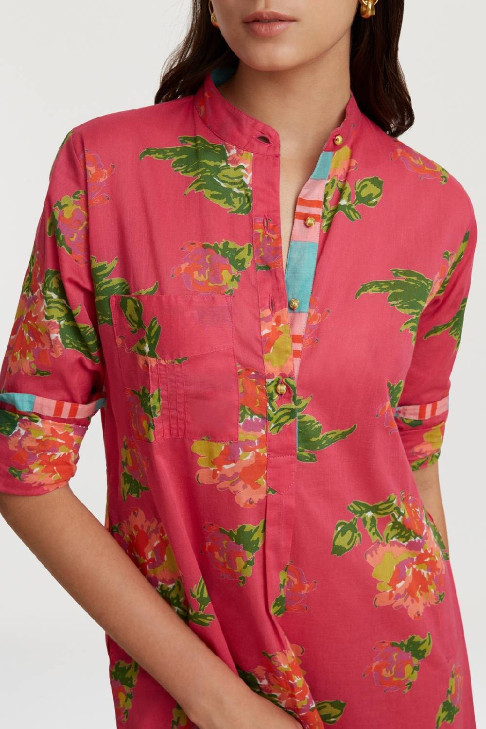 Lisa Corti kurta corta azhar flower fuxia Promozione temporanea
